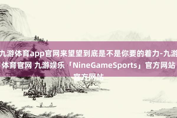 九游体育app官网来望望到底是不是你要的着力-九游体育官网 九游娱乐「NineGameSports」官方网站
